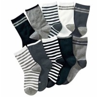 Kids Boys Striped Cotton Short Crew Socks Assorted 10-Pack