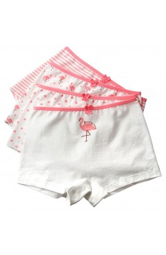 Girls Underwear Flamingo Boyshort Cotton Sports Panties 4 Pack