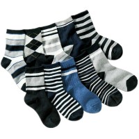 Kids Boys Striped Cotton Short Crew Socks Assorted 10-Pack