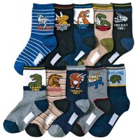 Kids Boy's Fashion Cartoon Dinosaurs Pattern Sport Socks 10 Pairs 