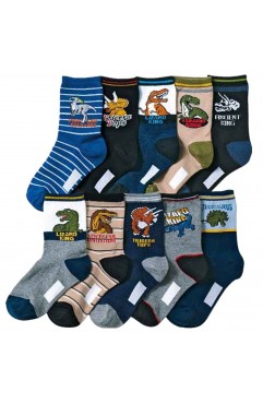 Kids Boy's Fashion Cartoon Dinosaurs Pattern Sport Socks 10 Pairs 
